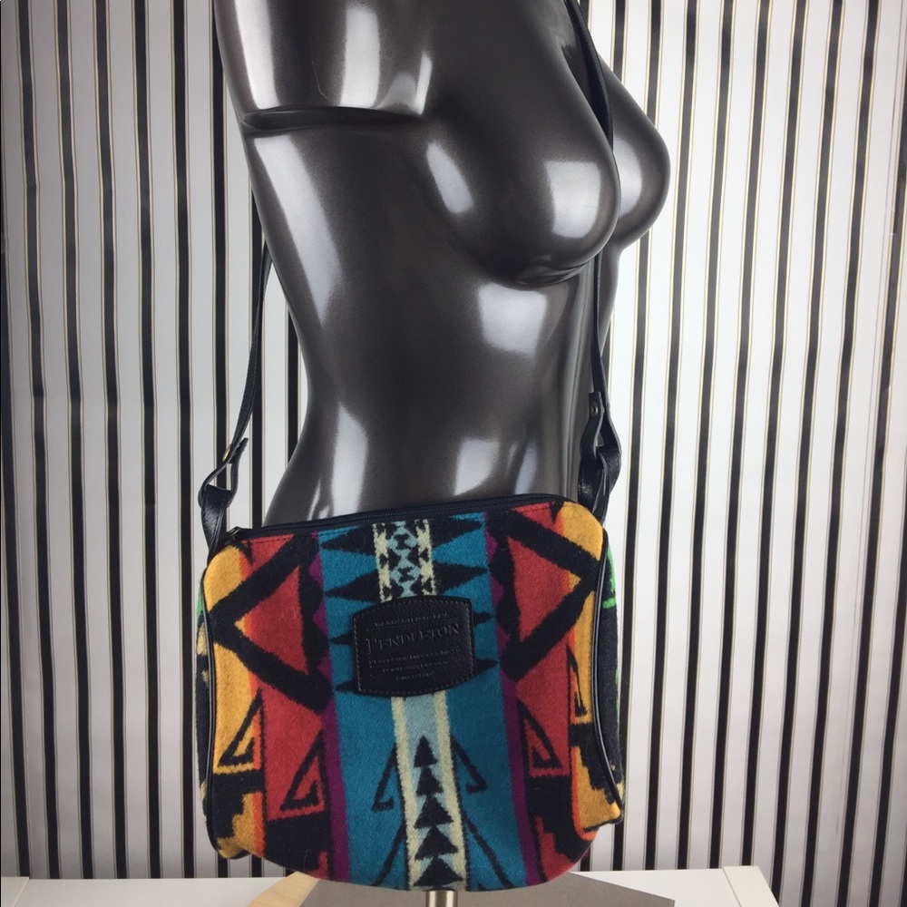 Pendleton Black Aztec Wool Crossbody Purse Handbag